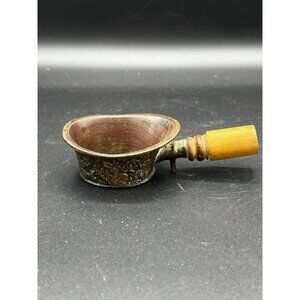 Antique Chinese Silk Iron Flower Garden Etching Cast Iron Sturdy Wooden Handle